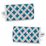 Teal and Yellow Floral Rectangle Cufflinks.jpg